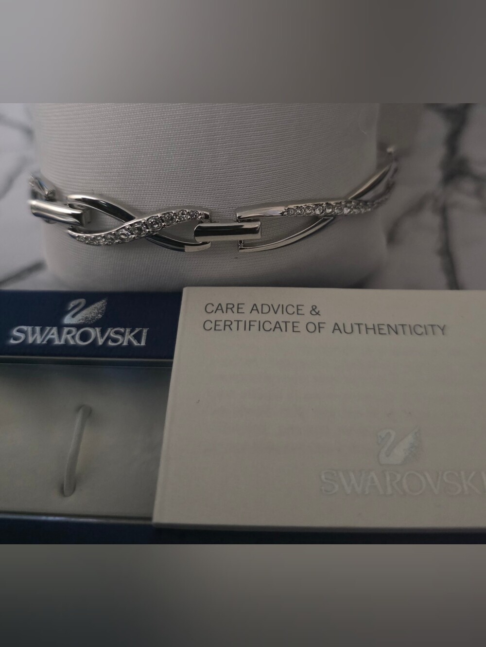 Swarovski Silver Crystal-Accented Link Bracelet